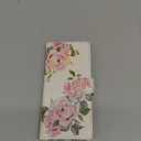 UEEBAI Wallet Case for Samsung Galaxy A14 5G, PU Leather Phone Case Kickstand RFID Blocking Flip Case with Card Slots Wrist Strap Relief Engraved Pattern Magnetic Closure Folio Case - White Rose