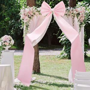 Wavwavw Giant Bow Decoration, Big Bows for Backdrop 75x18 Inch, Bow Themed Room Decor, Large Satin Decorative Bows for Wedding Engagement Bachelorette Baby Shower Bridal Christmas (Pink, Satin)