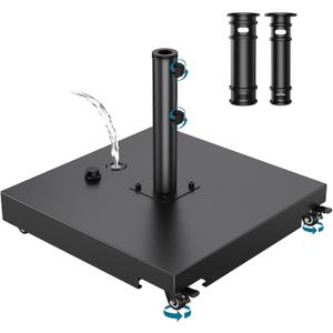 Patio Umbrella Base, Max 200 lb Heavy Duty Umbrella Stand with Wheels, Metal Rolling Base with Large-Capacity Fillable Tank, Rust-Resistant and Windproof Design for Outdoor, Deck, Poolside, Lawn