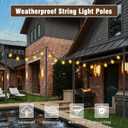 AILBTON 10Ft String Light Poles 6 Pack,Light Poles for Outside Lights,Outdoor with Fence Brackets Hanging Lights,Metal Stand Deck Patio Backyard