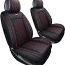 Aierxuan Chevy Chevrolet Silverado GMC Sierra Front Seat Covers Pickup Custom Fit 2007-2026 1500 2500HD 3500HD Crew Double Extended Cab Waterproof Leather Protectors (2 PCS Front, Black-Red)