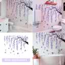 Lilac Wall Decoration Large Cherry Blossom Tree Wall Stickers, 4 Sheets Spring Purple Flower Bird Wall Decals Peel and Stick Wall Murals Decor for Living Room Bedroom (Purple, 11.8 * 35.4inch)
