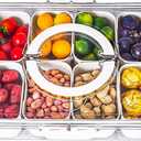 HRXFOZ Divided Serving Tray with Lid and Handle,8 Compartments Snacks Box,Snack Fruit and Veggie Tray,Portable Platter for Candy Fruits Nuts Snack Party Entertaining Picnic (1 PCS)