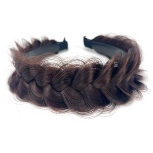 TOECWEGR Braided Headband WithTooth Wide Braid Messy Hair Hoop WomenFashion Hair Accessories, Dark Brown 