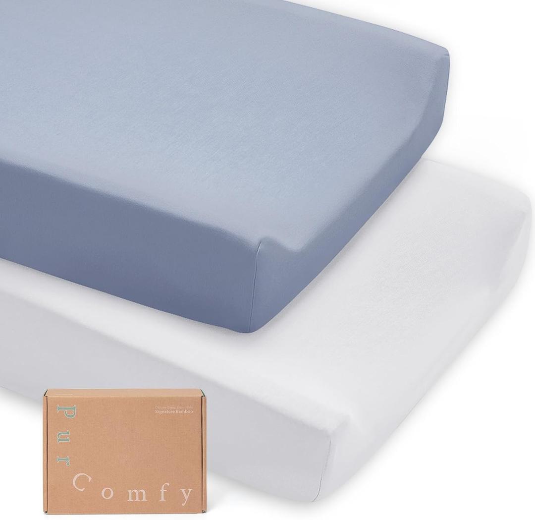Supersoft Diaper Changing Pad Covers, 2-Pack Premium Bamboo Viscose Change Table Pad Covers for Baby Girls and Boys, Hypoallergenic Stretchy Changing Table Cover Sheets (Dolphin & Whale)