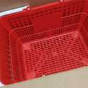 VEVOR Shopping Baskets, 4 PCS, 21L Stackable PE Plastic Grocery Baskets with Handles, Dense Mesh Structure, Holds up to 20 lbs, Portable for Grocery, Retail, Stores, Supermarket, Home Use, Red