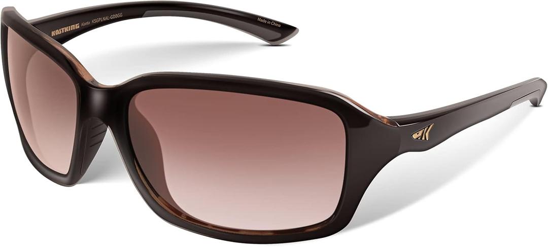 KastKing Alanta Polarized Sport Sunglasses for Men and Women,Ideal for Driving Fishing Cycling and Running,UV Protection (Frame: Dark Brown /Lens: Brown)