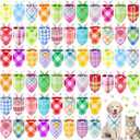 Sweetude 60 Pcs Spring Plaid Dog Bandanas Bulk Spring Pet Scarf Bibs Adjustable Washable Kerchief Seasonal Pet Costume Accessories Grooming Supplies for Small to Large Cats Dogs
