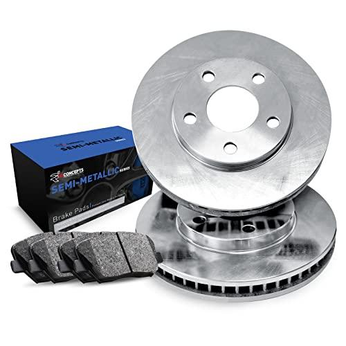 R1 Concepts Front Brake Kit For 2013-2019 Nissan Sentra| Blank Brake Rotors| Semi-Metallic Brake Pads and Rotors Kit