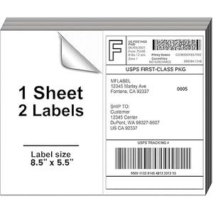 Axidou 8.5 x 5.5 Inch Half Sheet Shipping Labels for Laser and Inkjet Printers, 600 Labels/300 Page (2 Labels/Page), Permanent Self Adhesive Mailing Labels for Printer