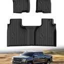 PWY Car Mats Full Set for Chevy Silverado 1500 (2019-2025 2026) / GMC Sierra 1500/ 2500/ 3500 HD Crew Cab (2020-2025 2026), Heavy Duty TPE Floor Liners, 3PCS Custom Floor Mat, All Weather Car Liner