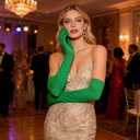 St Patricks Day Gloves, 1 Pair Men's and Women's Long Green Gloves, Breathable Green Gloves Costume for Christmas, Halloween, Saint Patrick's Day Cosplay (Green)