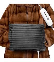 Double Sided Heating Pad for Hands, Luxury Faux Fur Electric Hand Warmer, 3 Levels, Dark Grey