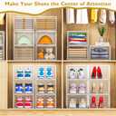 12 Pack Clear Shoe Storage Organizer with Magnetic Door,Stackable Plastic Shoe Boxes for Sneakers,Boots,and Heels,Space-Saving Foldable Shoe Rack for Closet,Durable Shoe Cabinet Organizer,White