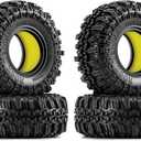 2 Packs INJORA 1.0" 57 * 22mm Rock Terrain Tires & Silicone Rubber Inserts Combo (4)