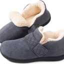 Zizor Women's Adjustable House Shoes Slippers Indoor Outdoor with Memory Foam, Warm Winter Fuzzy Lined Home Slippers (8, Dark Grey)