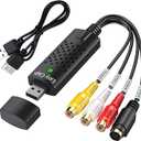 RCA to USB Video Capture Card VHS to Digital Converter | Convert VHS, Hi8,VCR to MP4/AVI via USB 2.0 | Record & Save to PC | Supports S-Video & RCA Input | NTSC/PAL/SECAM PC & Laptop Compatible