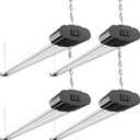 BBOUNDER 4 Pack Linkable LED Utility Shop Light, 4 FT, 4000 LM, 48 Inch Integrated Fixture for Garage, 40W Equivalent 250W, 5000K Daylight, Surface + Suspension Mount, Black