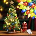 Enhon Mini Christmas Lights for Tabletop Xmas Tree, Mini Xmas Lights with 20 Multicolor C7 LED Light Bulb, 6.56 ft Christmas Village Light with Adapter for Table Decorations Dollhouse Decor