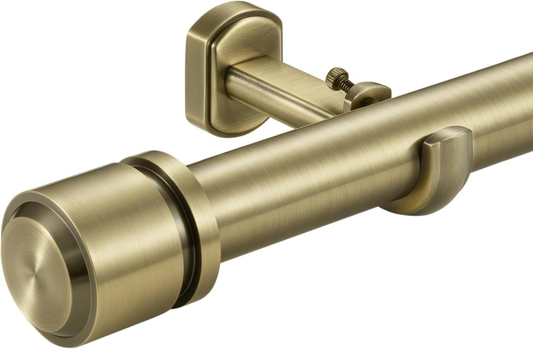 1 1/8 Inch Diameter Curtain Rods 72 to 144 Inches(6-12ft), Telescoping Heavy Duty Large Drapery Rod with Adjustable Aluminum Alloy Bracket, Solid End Caps for Windows Patio Decoration, Antique Bronze