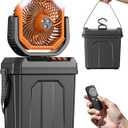 Portable Misting Fan for Outdoors Patios, 20000mAh Rechargeable, 6L Quiet Air Cooling with Remote, 4 Speeds, Spray, 30 dB Camping Fan for Bedroom, Office (Orange)