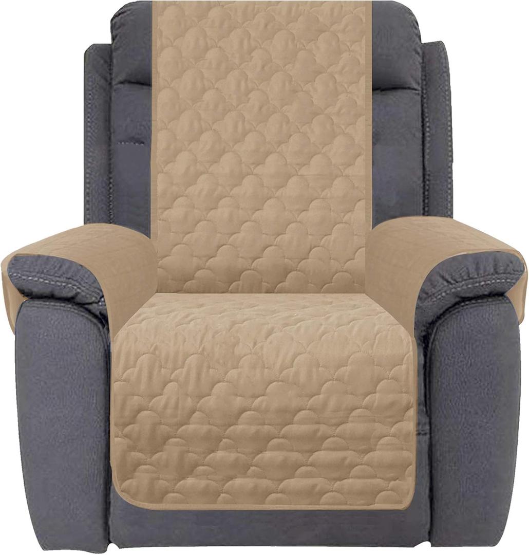 CHHKON Waterproof Nonslip Recliner Cover Stay in Place, Dog Couch Chair Cover Furniture Protector, Ideal Loveseat Slipcovers for Pets and Kids (Sand, 23'')
