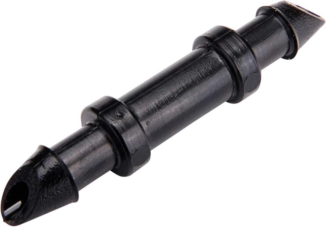 Raindrip 312050B Drip Irrigation Fittings Single Barbed Coupling Connectors, 1/4-Inch, 50 Per Bag, for Trees, Shrubs, Gardens, Black