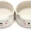 Kurrajong Farmhouse Set of 2 Ceramic cat Bowls - 4.5" Wide x 2" high - one Water Bowl and one Food Bowl for Cats - Cute and Unique