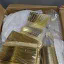 Goodluck 600 Pieces Gold Disposable Plates for 100 Guests, Plastic Plates for Party, Dinnerware Set of 100 Dinner and 100 Dessert Plates, 100 Spoons, 100 Forks, 100 Knives, 100 Cups