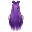 ColorGround Long Straight Purple Braided Wig with two Buns for Cosplay and Cons