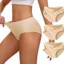 INNERSY Womens Seamless Underwear No Show Full Coverage Hipster Panties Stretchy Invisible Briefs 3-Pack (Small, Nude)