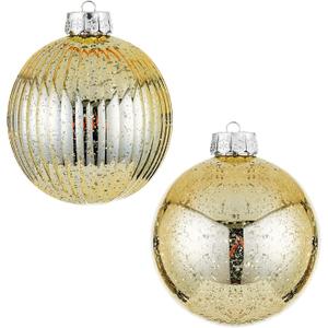 Large Christmas Ball Ornaments, Oversized Shatterproof Plastic Decorative Hanging Mercury Ornaments Ball for Xmas Holiday Party Decorations (Gold, 6.0")