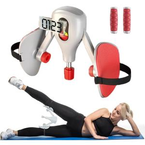 Thigh Master 0-77 lbs Adjustable Resistance with Fixed Leg Straps and Handle, Pelvic Hip Kegel Trainer Strength Exercise Equipment, Buttock Legs Workout Pilates Legs Workout Home Gym (Grey)