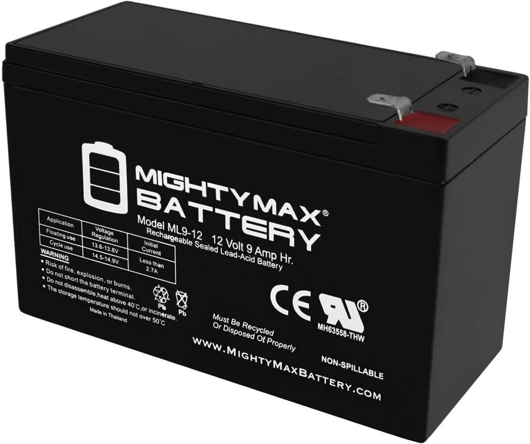 ML9-12 - 12 Volt 9 AH, F2 Terminal, Rechargeable SLA AGM Battery,Pack of 1