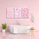2 x ZNHART Simplicity Pink Wall Art Set of 3 | Heart Shaped Doodle Smiley XO | Modern Canvas Prints for Girls Bedroom | Pink Wall Decor for Gallery, Dorm, or Home - Unframed 16x24 Inch