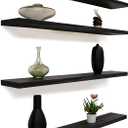 GXYAWPJ 48 Inch Floating Shelves for Wall Rustic Black Wood Wall Shelves for Bedroom Set of 4