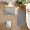 YIHOUSE Thin Bath Mat Grey Bathroom Rugs Sets 2 Pieces, Non Slip Absorbent Mats Quick Dry, Woven Rugs Washable, Tapetes para Bao for Bathroom Toliet,Bathtub(17"x24"+17"x32")