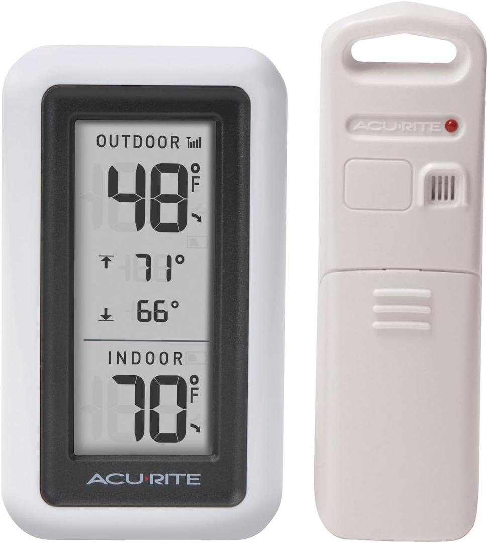 AcuRite Digital Thermometer with Indoor, Outdoor Temperature and Daily High and Lows (00424CA), White (Single)