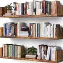 Wall Bookshelf, Set of 3, U Shaped Floating Bookshelf, Hanging Bookshelves for Wall, Wall Mounted Shelves for Living Room Bedroom Office (Rustic Brown, 23.6 Inches, 3)