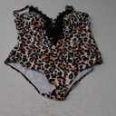 Sexy Plunging Neckline Plus Size One Piece Swimsuits For Women (Leopard, XL)