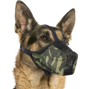 Dog Muzzle, Soft Mesh No Barking Pet Muzzles for Small Medium Large Sized Dogs, Breathable Drinkable Dog Mouth Guard Adjustable Puppy Muzzle to Prevent Dogs Biting Chewing and Licking (L(circumference 10.82 in), Camo)