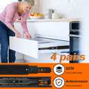18 inch Drawer Slides 4 Pairs (8pcs) 3 fold Full Extension Side Mount Cabinet Drawer Glides 18" Black Cabinet Rails for Dresser, Cabinet, Kitchen,Trash Can, Wardrobe 100 LB Capacity