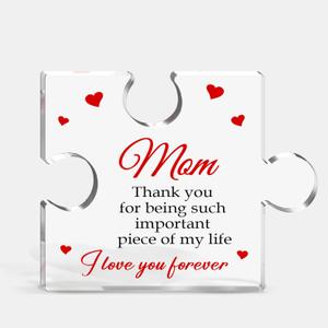 GOSSBY Transparent Custom Plaque Mom Thank you for being such important piece of my life I love you forever Mom Gift Dad Gift Mother Acrylic Plaque, Gifts Birthday Gifts For Mom Dad Acrylic Best Mom D