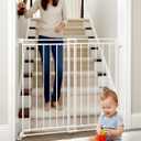 Baby Gate for Stairs Doorways & Kitchen, Extra Wide 32"-54" W x39 H Extra Tall, No Bottom Bar Dog Gate, One-Handed Auto-Close, Hardware Mount Safety Gate for Dogs & Toddlers, White