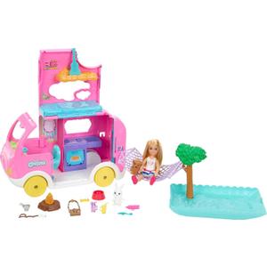 Barbie Camper, Chelsea 2-in-1 Playset with Small Doll, 2 Pets & 15 Accessories, Vehicle Transforms into Camp Site  Barbie Camper, Chelsea 2-in-1 Playset with Small Doll, 2 Pets & 15 Accessories, Vehicle Transforms into Camp Site