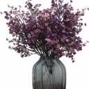 JAKY-Global Babys Breath Fabric Cloth Artificial Flowers 6 Bundle European Fake Silk Plants Decor Farmhouse Wedding Party Decoration Bouquets Real Touch DIY Home Garden (Autumn Purple-6pcs) (6 Bundles, Purple Pink)