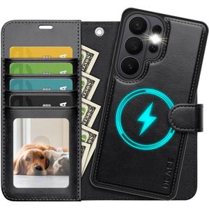 OCASE for Samsung Galaxy S26 Ultra Detachable Wallet Case with Card Holder, [2 in 1] PU Leather Flip Folio Case with RFID Blocking Stand Wrist Strap Shockproof Phone Cover 2026, Black