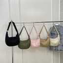 Corduroy Crescent Crossbody Bag Quilted Shoulder Bag Adjustable Strap Casual Handbag Hobo Sling Bag for Women Men