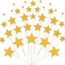 Gold Stars Cupcake Toppers, 35 Pieces Glitter Twinkle Star Cupcake Picks Bridal Shower Cake Toppers Mixed Size Golden Little Star Cupcakes Topper for Wedding Engagement Birthday Party Decorations