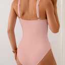 Eomenie Women's One Piece Swimsuit Slimming Tummy Control Bathing Suit Plunging V Neck Color Blocking 2025 Swimwear (Pink, L)